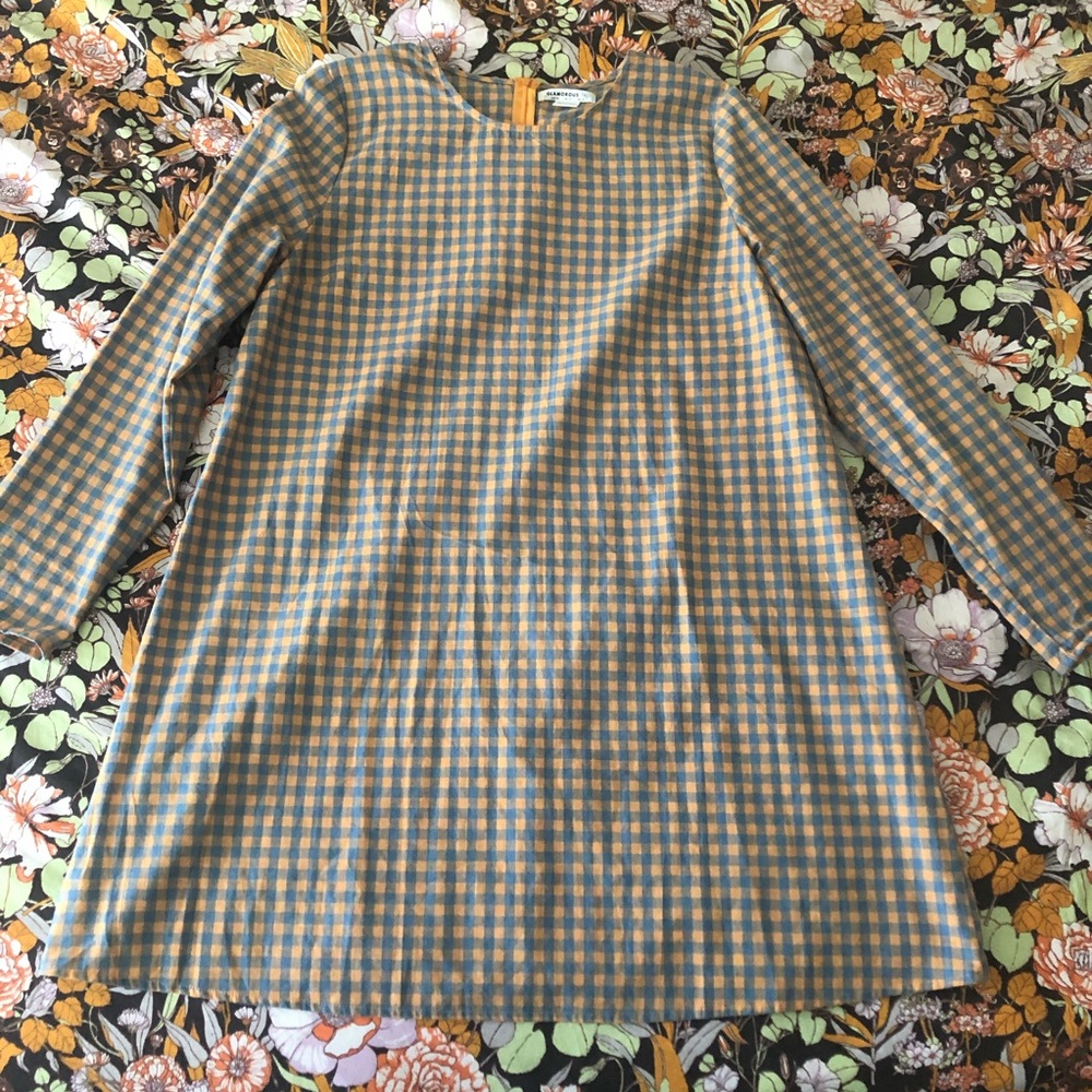 SOLD Orange & Blue Gingham Shift Dress